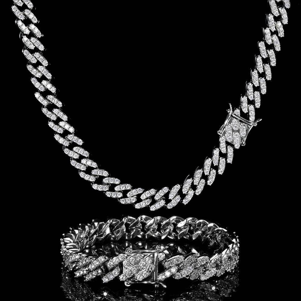 9mm Single Row Cuban Chain Necklace Zircon - CaratixJewelry